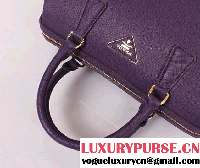 PRADA Saffiano Leather Two Handle Bag PR0823 Purple  