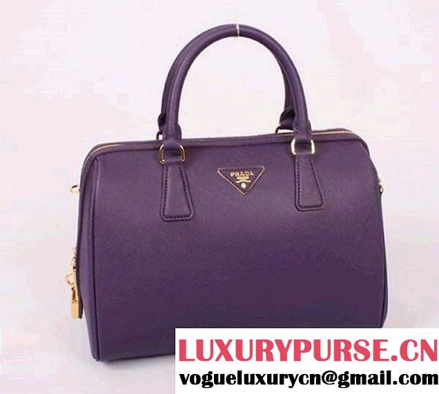 PRADA Saffiano Leather Two Handle Bag PR0823 Purple  