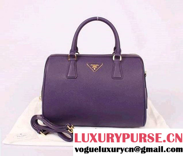 PRADA Saffiano Leather Two Handle Bag PR0823 Purple  