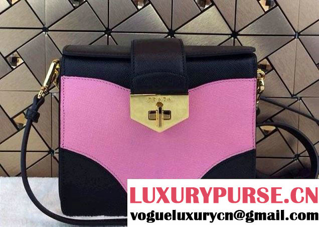 Prada Multicolor Saffiano Leather Shouder Bag in Pink 2014