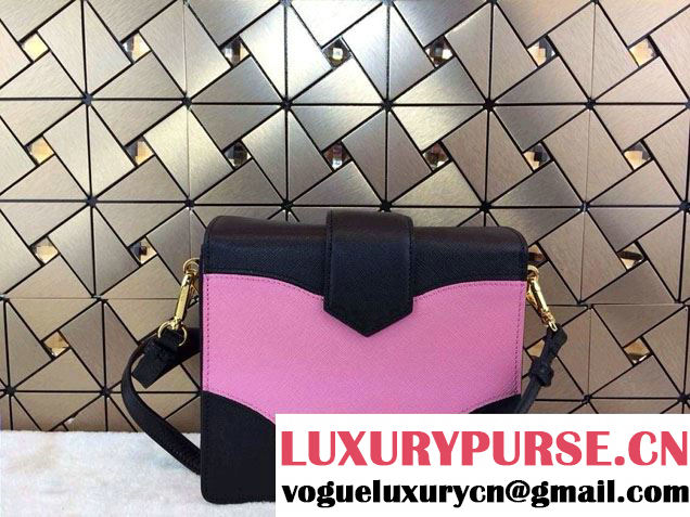 Prada Multicolor Saffiano Leather Shouder Bag in Pink 2014