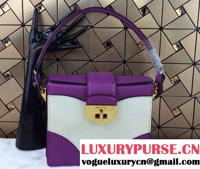 Prada Multicolor Saffiano Leather Shouder Bag in Purple 2014