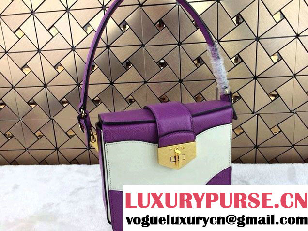 Prada Multicolor Saffiano Leather Shouder Bag in Purple 2014