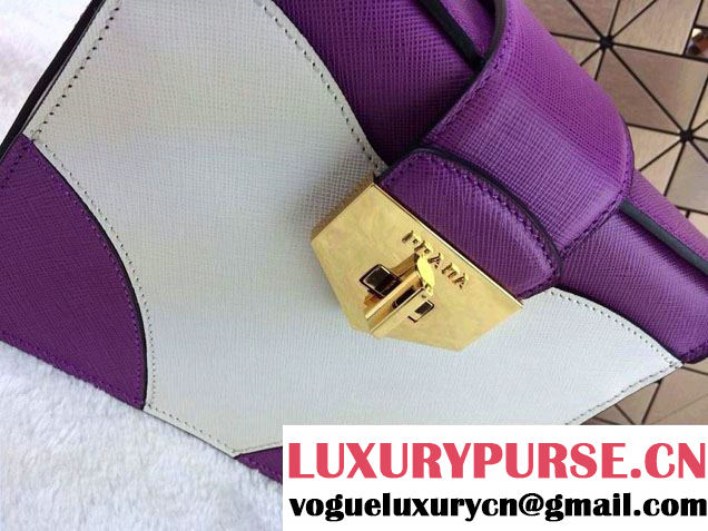 Prada Multicolor Saffiano Leather Shouder Bag in Purple 2014
