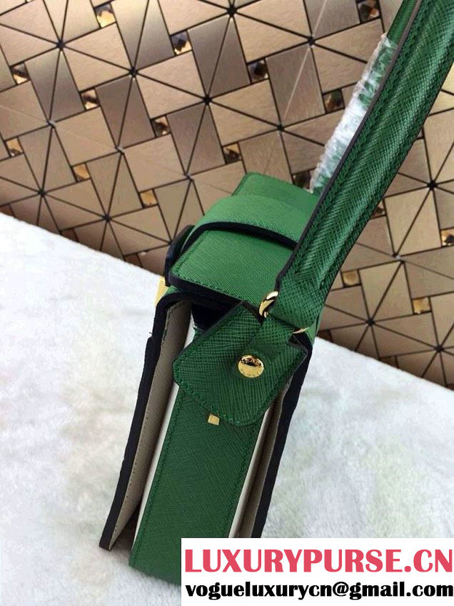 Prada Multicolor Saffiano Leather Shouder Bag in Green 2014