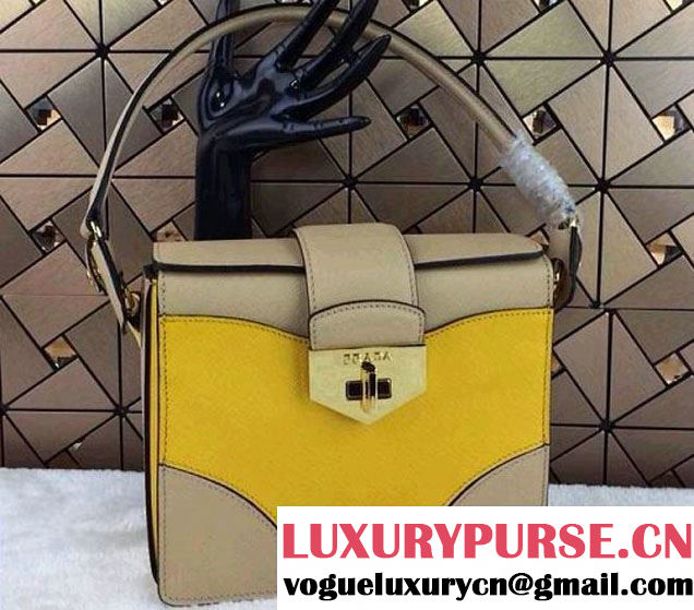 Prada Multicolor Saffiano Leather Shouder Bag in Yellow 2014