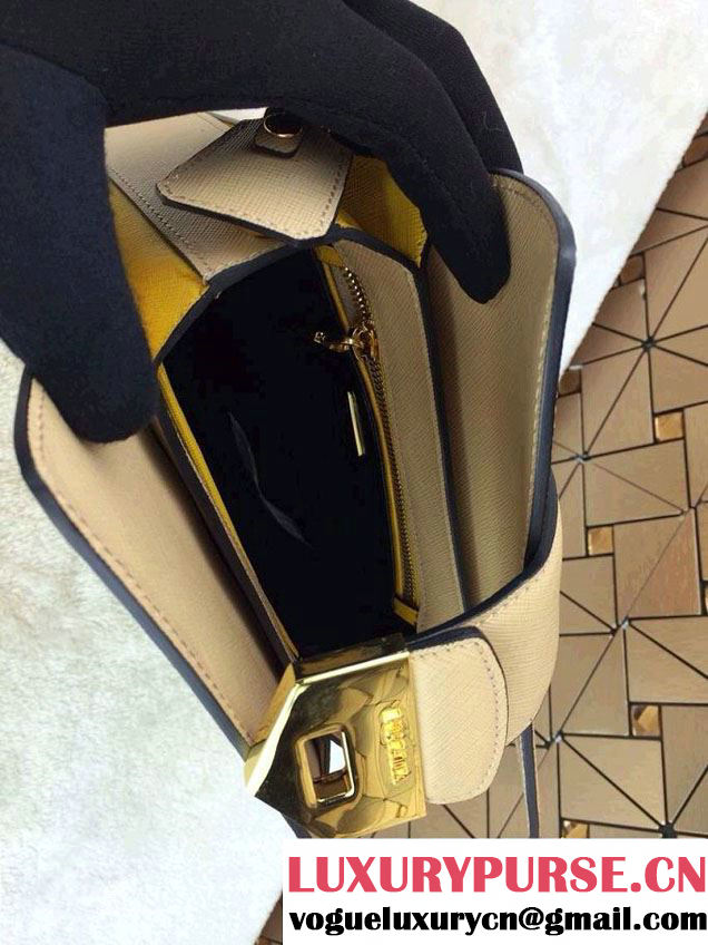 Prada Multicolor Saffiano Leather Shouder Bag in Yellow 2014