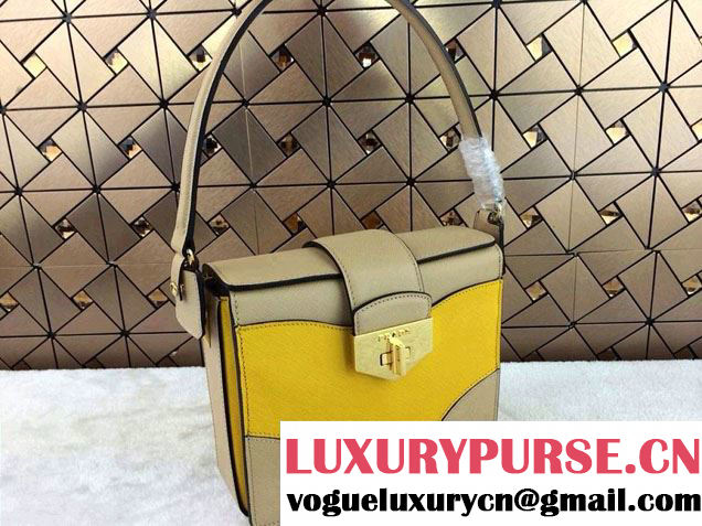 Prada Multicolor Saffiano Leather Shouder Bag in Yellow 2014