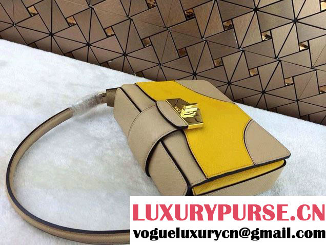 Prada Multicolor Saffiano Leather Shouder Bag in Yellow 2014