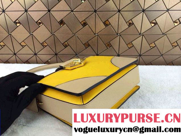 Prada Multicolor Saffiano Leather Shouder Bag in Yellow 2014