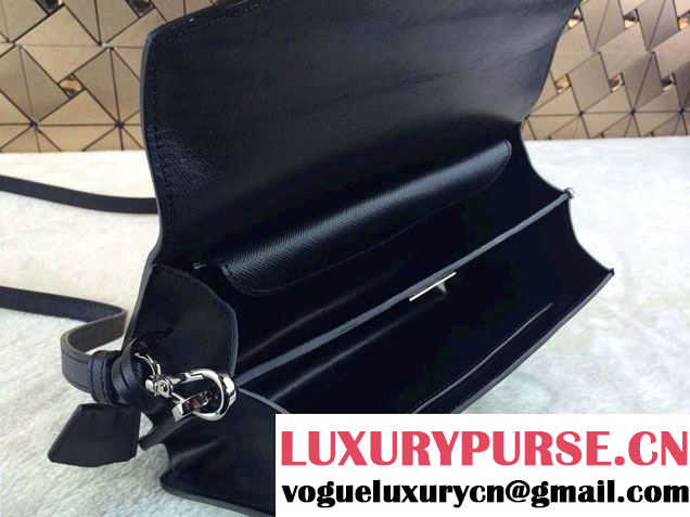 Prada Saffiano Leather Flap Bag in Black