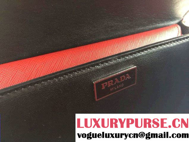 Prada Saffiano Leather Flap Bag in Black