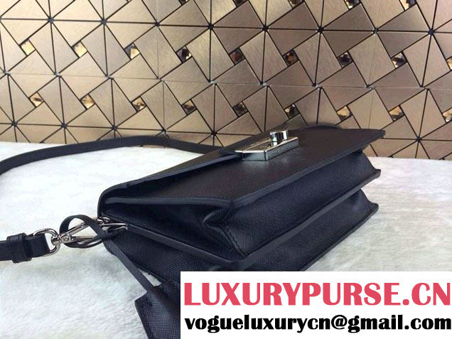 Prada Saffiano Leather Flap Bag in Black