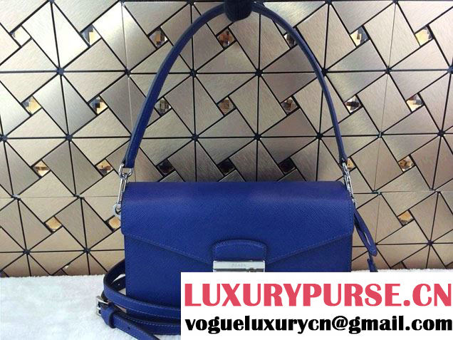 Prada Saffiano Leather Flap Bag in Blue