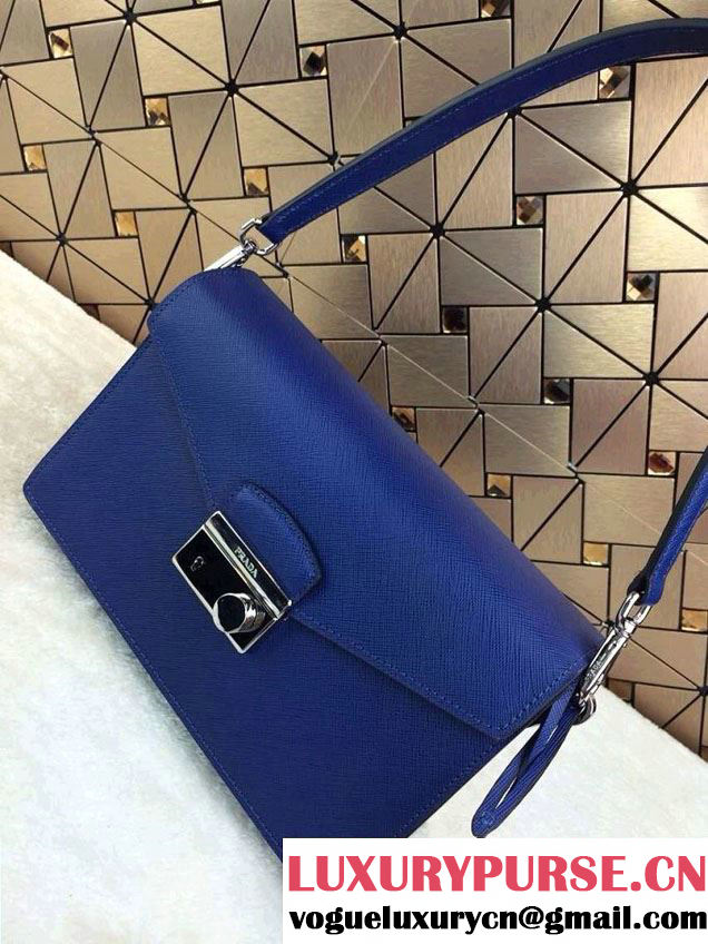 Prada Saffiano Leather Flap Bag in Blue