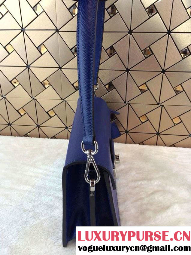 Prada Saffiano Leather Flap Bag in Blue