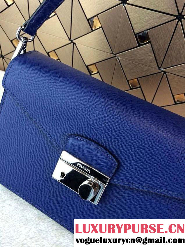 Prada Saffiano Leather Flap Bag in Blue