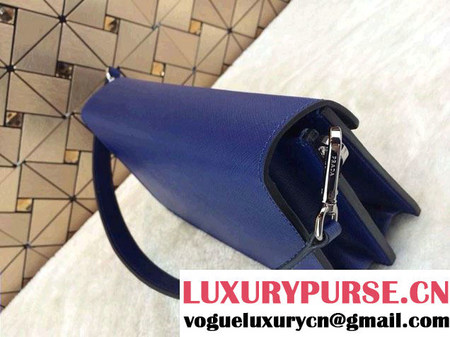 Prada Saffiano Leather Flap Bag in Blue