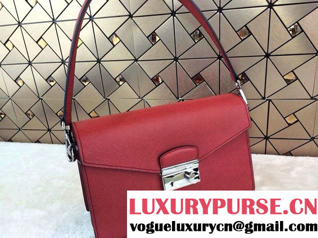 Prada Saffiano Leather Flap Bag in Red