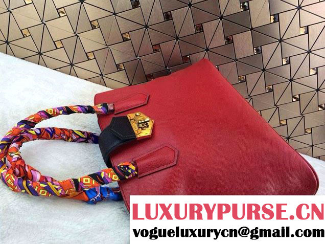 Prada Top Handle Patent Saffiano Leather Tote Bag in Red