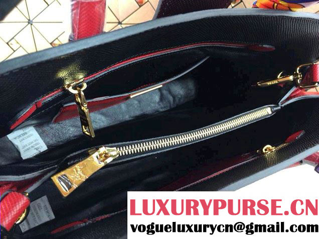 Prada Top Handle Patent Saffiano Leather Tote Bag in Red
