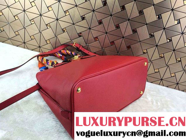Prada Top Handle Patent Saffiano Leather Tote Bag in Red