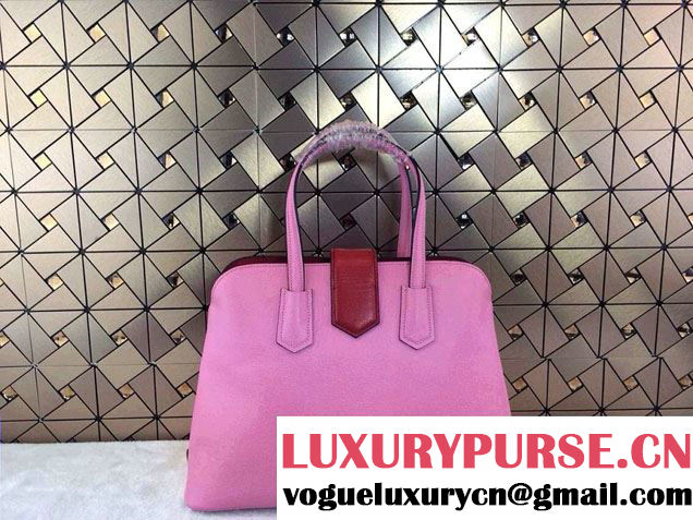 Prada Top Handle Patent Saffiano Leather Tote Bag in Pink