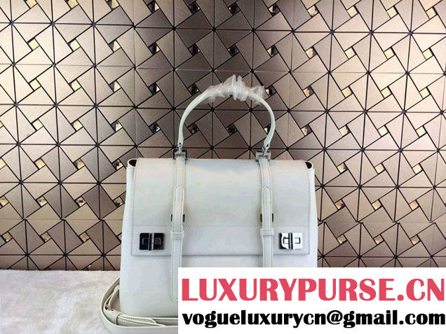 Prada Saffiano Cuir Leather Briefcase Flap Bag BN2789 White Fall 2014