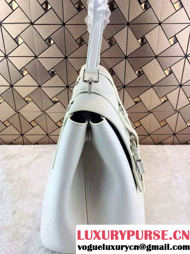 Prada Saffiano Cuir Leather Briefcase Flap Bag BN2789 White Fall 2014