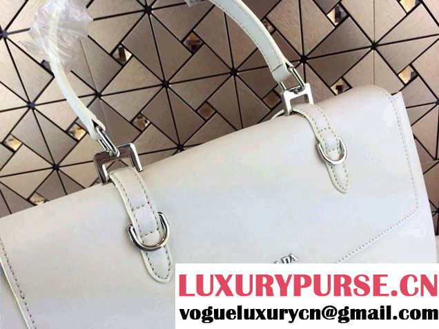 Prada Saffiano Cuir Leather Briefcase Flap Bag BN2789 White Fall 2014