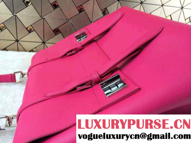 Prada Saffiano Cuir Leather Briefcase Flap Bag BN2789 Fushia Fall 2014