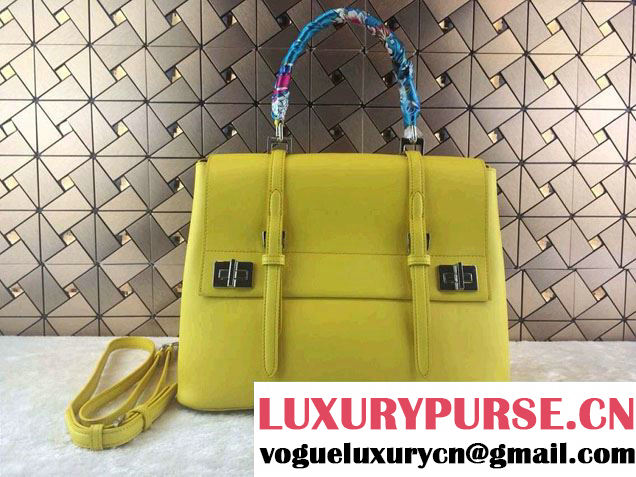 Prada Saffiano Cuir Leather Briefcase Flap Bag BN2789 Yellow Fall 2014