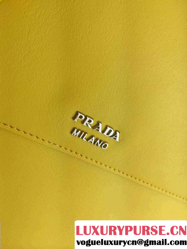 Prada Saffiano Cuir Leather Briefcase Flap Bag BN2789 Yellow Fall 2014