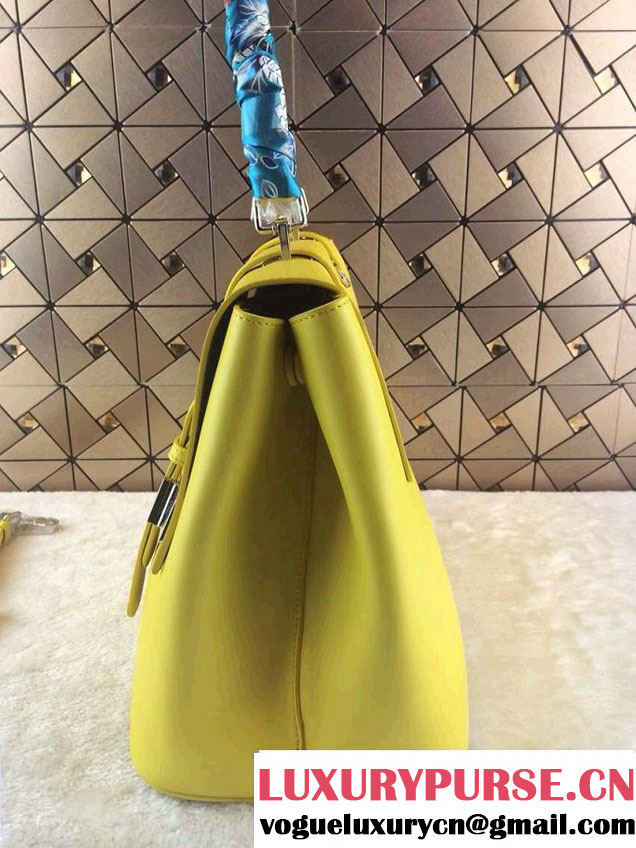 Prada Saffiano Cuir Leather Briefcase Flap Bag BN2789 Yellow Fall 2014