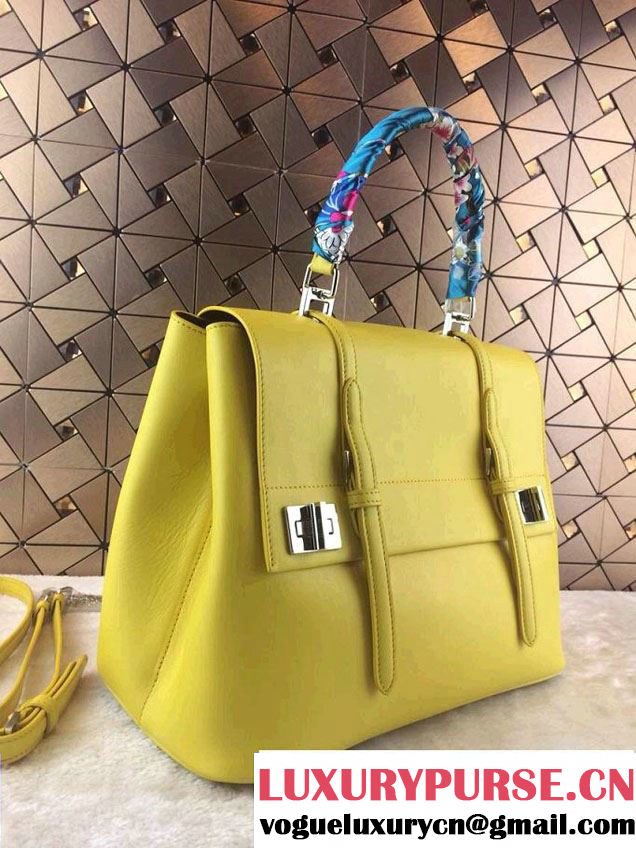 Prada Saffiano Cuir Leather Briefcase Flap Bag BN2789 Yellow Fall 2014