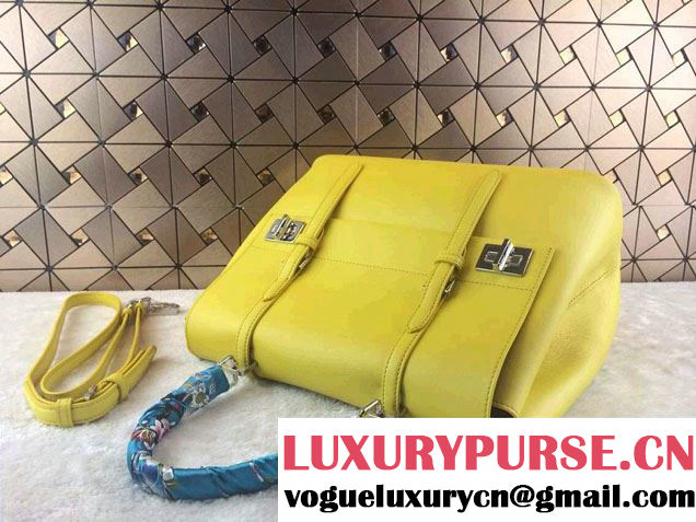 Prada Saffiano Cuir Leather Briefcase Flap Bag BN2789 Yellow Fall 2014