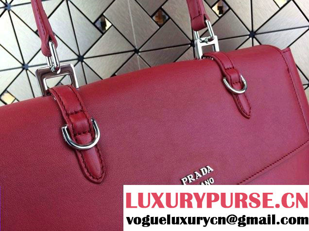 Prada Saffiano Cuir Leather Briefcase Flap Bag BN2789 Red Fall 2014