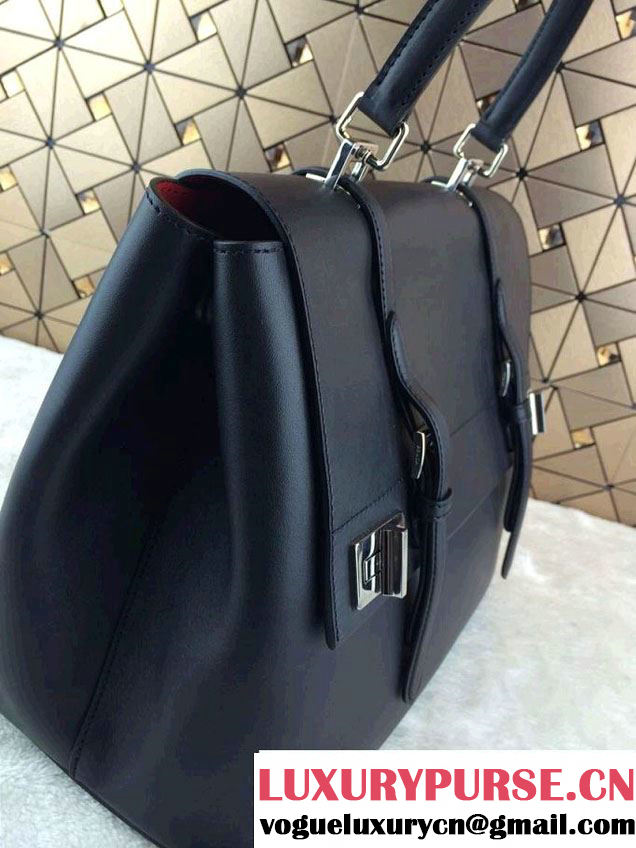 Prada Saffiano Cuir Leather Briefcase Flap Bag BN2789 Black Fall 2014