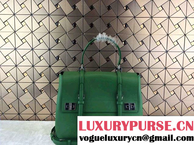 Prada Saffiano Cuir Leather Briefcase Flap Bag BN2789 Green Fall 2014