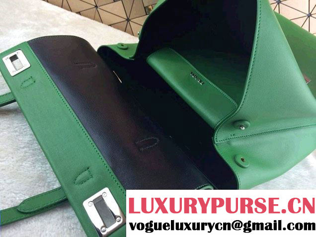 Prada Saffiano Cuir Leather Briefcase Flap Bag BN2789 Green Fall 2014