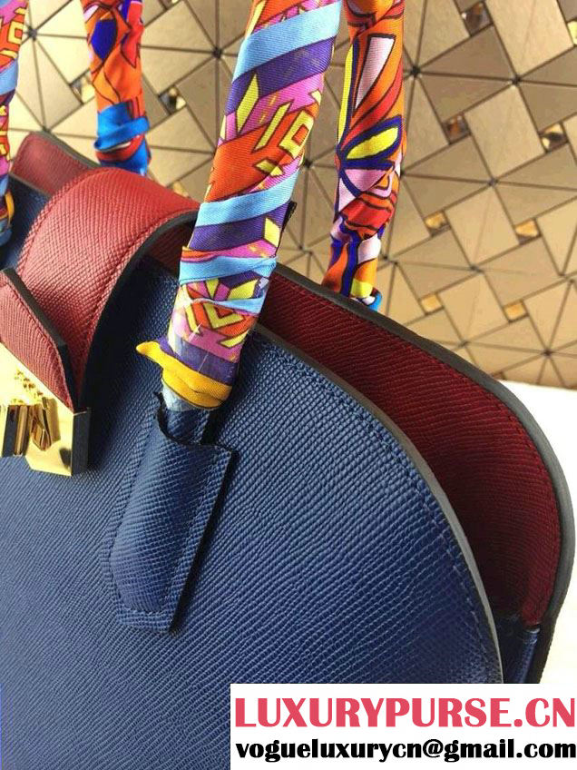 Prada BN2755 Saffiano Cuir Leather Tote Bag Ink Blue 2014