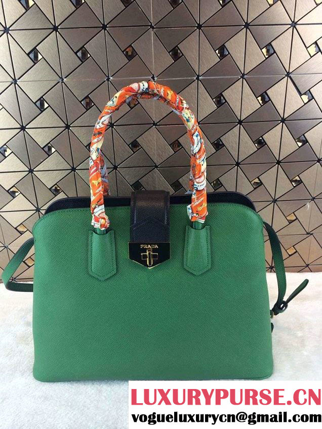 Prada BN2755 Saffiano Cuir Leather Tote Bag Green 2014