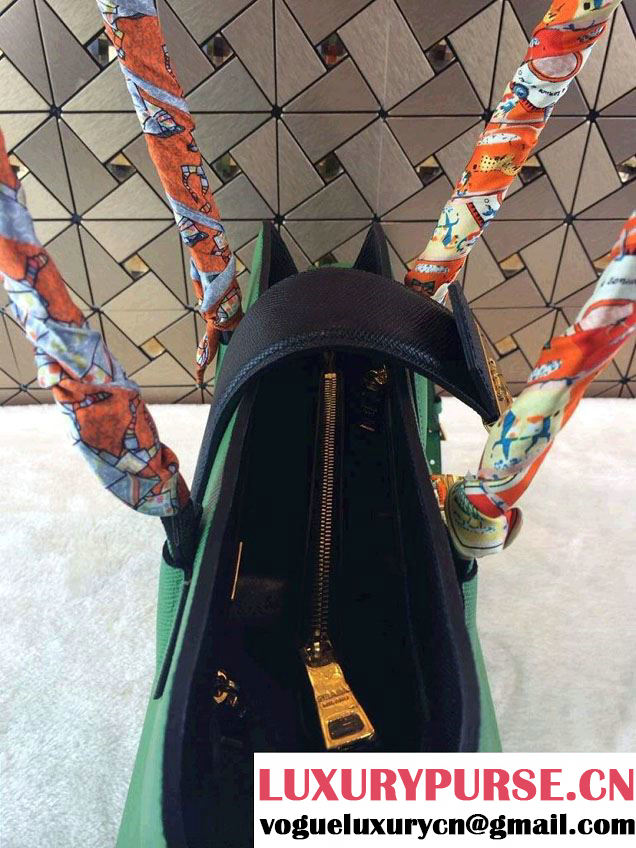 Prada BN2755 Saffiano Cuir Leather Tote Bag Green 2014