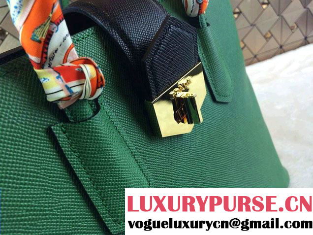 Prada BN2755 Saffiano Cuir Leather Tote Bag Green 2014