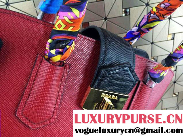 Prada BN2755 Saffiano Cuir Leather Tote Bag Red 2014