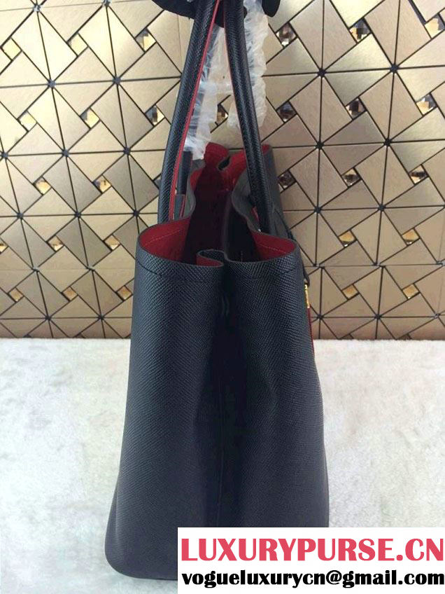 Prada Saffiano Cuir Leather Tote Bag B2756T Black 2014