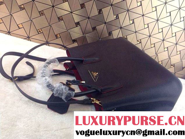 Prada Saffiano Cuir Leather Tote Bag B2756T Black 2014