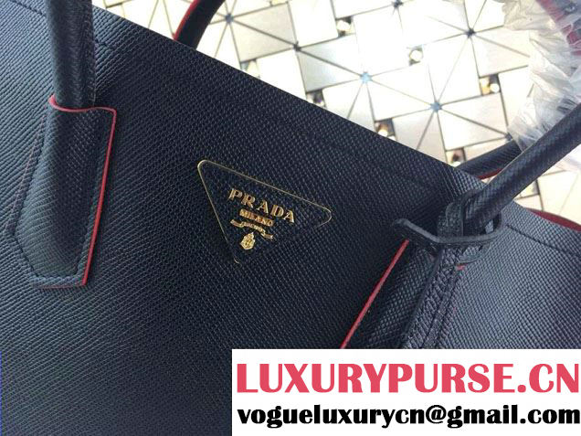 Prada Saffiano Cuir Leather Tote Bag B2756T Black 2014