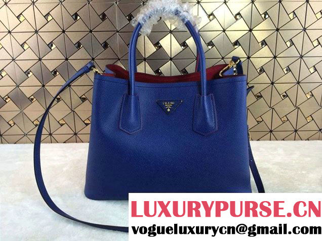 Prada Saffiano Cuir Leather Tote Bag B2756T Ink Blue 2014