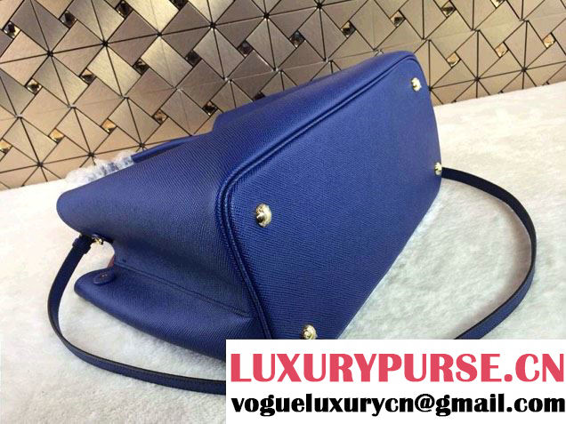 Prada Saffiano Cuir Leather Tote Bag B2756T Ink Blue 2014